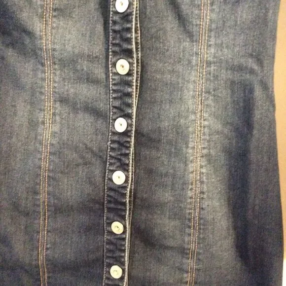 Inc International awesome denim snap up dress womens stretch Size 2 long sleeve - Picture 4 of 8